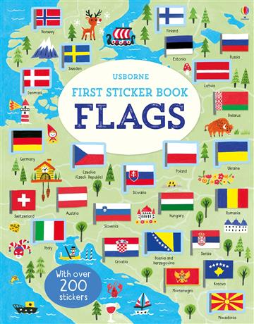 Knjiga First Sticker Book Flags autora Usborne izdana 2017 kao meki uvez dostupna u Knjižari Znanje.