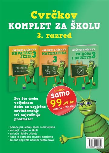 Knjiga Cvrčkov komplet za školu 3. razred autora Grupa autora izdana 2012 kao meki uvez dostupna u Knjižari Znanje.