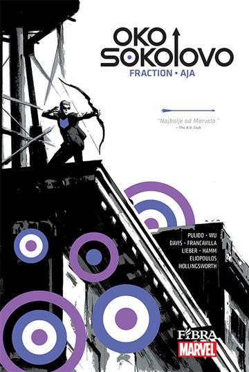 Knjiga Oko sokolovo autora Matt Fraction, David Aja izdana 2017 kao tvrdi uvez dostupna u Knjižari Znanje.
