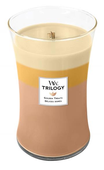 Svijeća WoodWick Trilogy Large Golden Treats 5038581087351