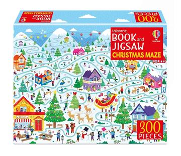 Knjiga Book And Jigsaw Christmas Maze autora Usborne izdana 2023 kao meki uvez dostupna u Knjižari Znanje.