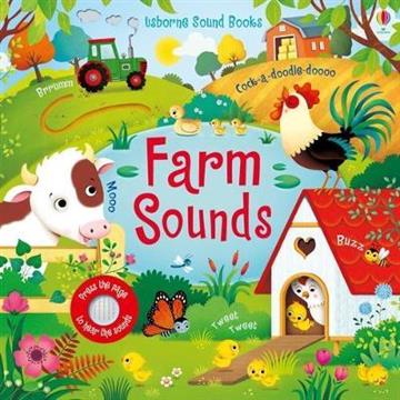 Knjiga Farm Sounds autora Usborne izdana 2018 kao tvrdi uvez dostupna u Knjižari Znanje.