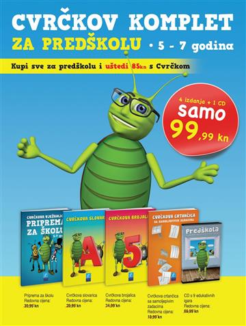 Knjiga Cvrčkov komplet za predškolu 5-7 autora Grupa autora izdana  kao meki uvez dostupna u Knjižari Znanje.