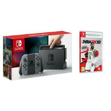 Nintendo Switch Console - Grey Joy-Con + NBA 2K18 Switch 5201062009607