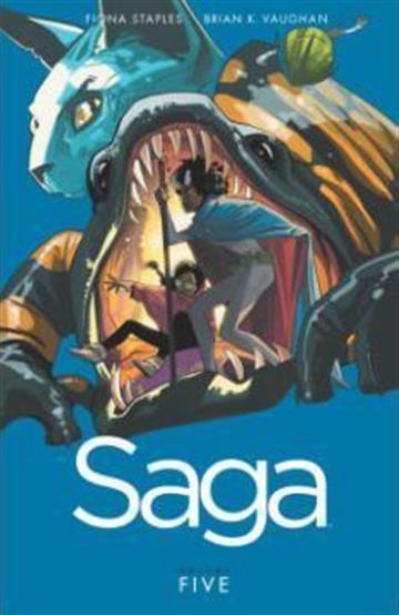 Knjiga Saga Volume 5 autora Brian K Vaughan izdana 2016 kao meki uvez dostupna u Knjižari Znanje.