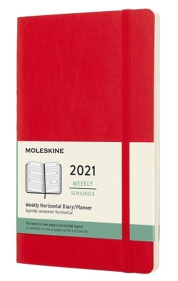 Moleskine 2021 Weekly Large Softcover Horizontal Diary: Scarlet Red 8053853606716