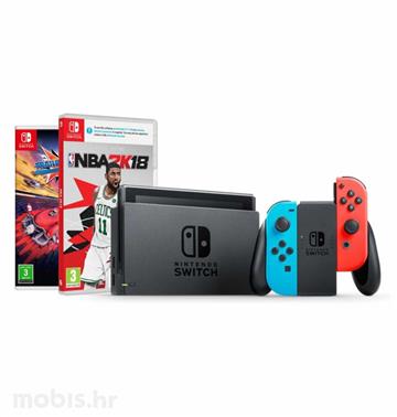 Nintendo Switch Console - Red & Blue Joy-Con HAD + NBA 2K18+Trailblazers Switch 5201162009627