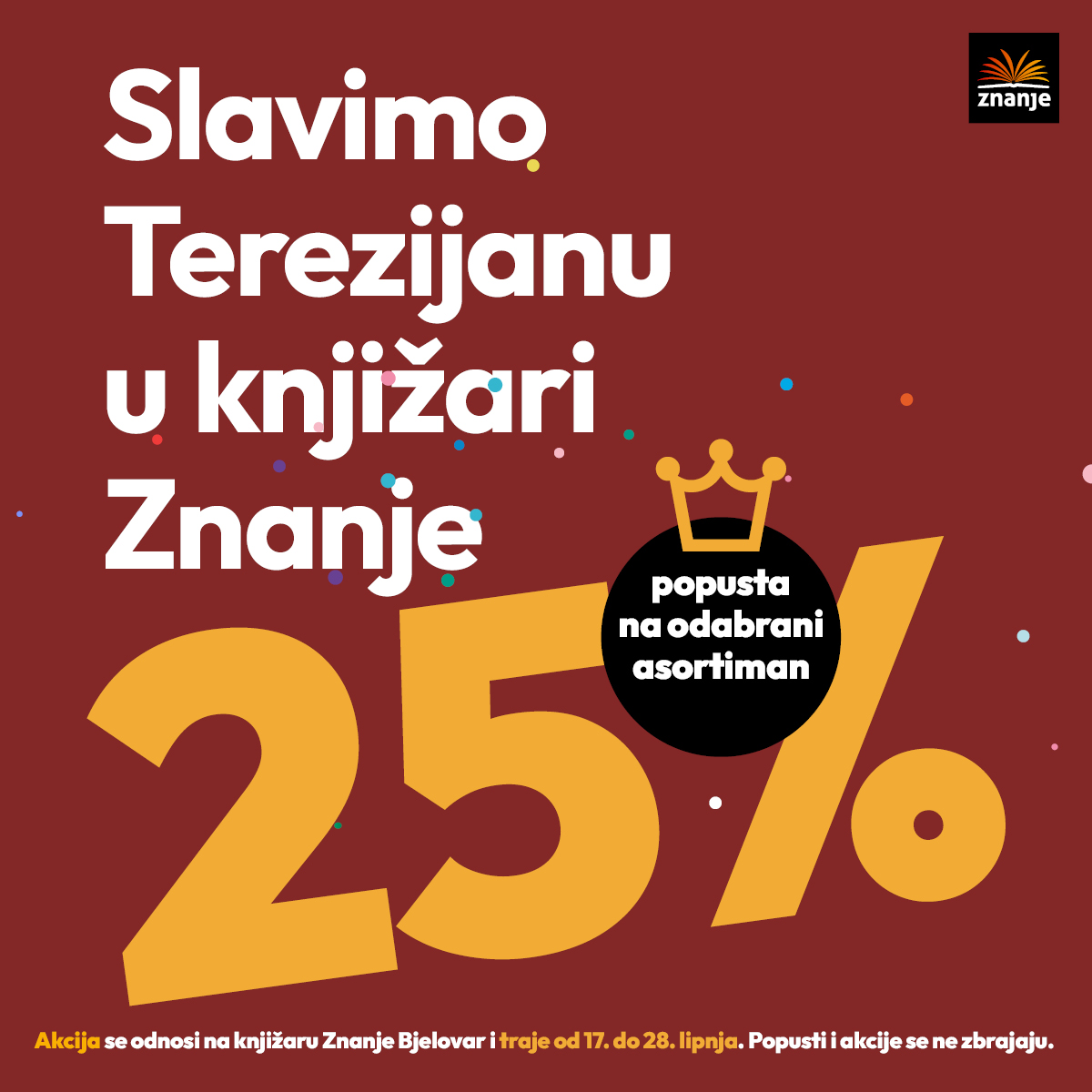 Slavimo Terezijanu u knjižari Znanje Bjelovar